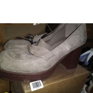 Rachel Womens Ophelia Roe Chunky Heel Slip on Platform Shoes, Brown Suede, 9